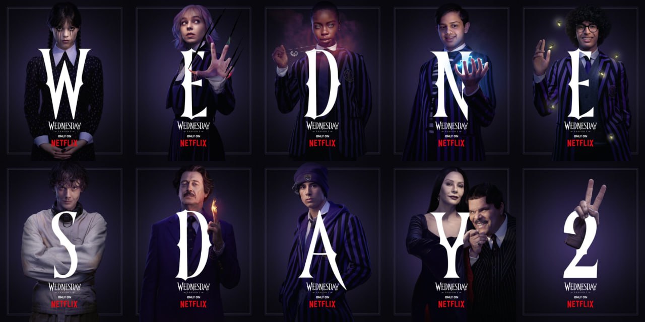 Netflix показал постеры с персонажами второго сезона «Уэнсдэй»